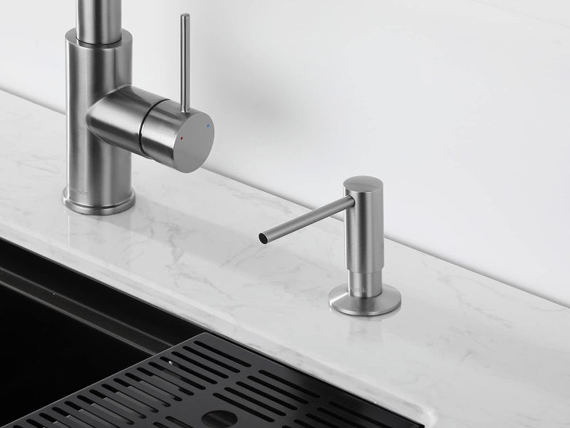 AguaStella ASF026BN Built in Soap Dispenser Brushed Nickel for Kitchen Sink with Soap Bottle Countertop Pump - Image 3